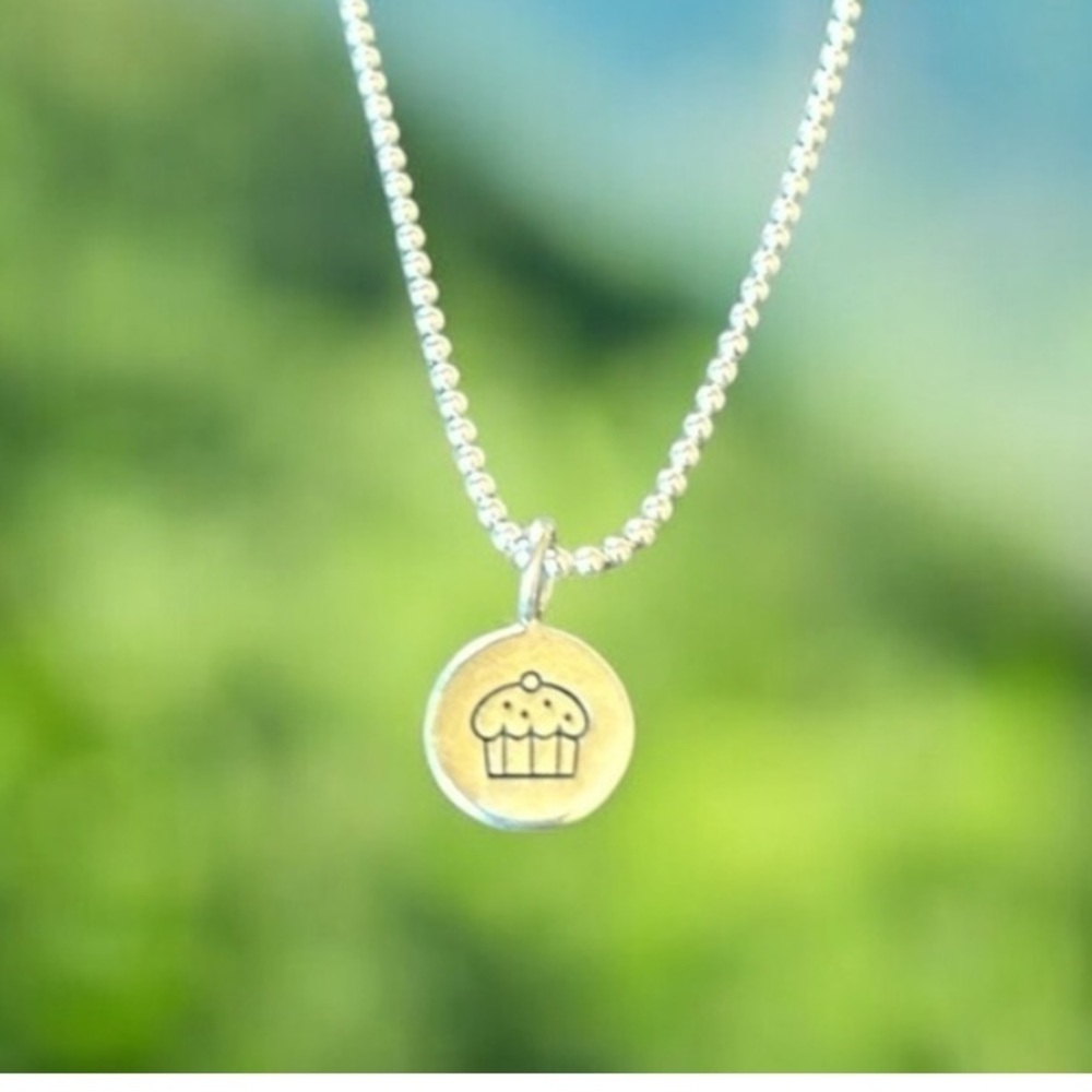 Cupcake Sterling Charm on Sterling Ball Chain Necklace NWT